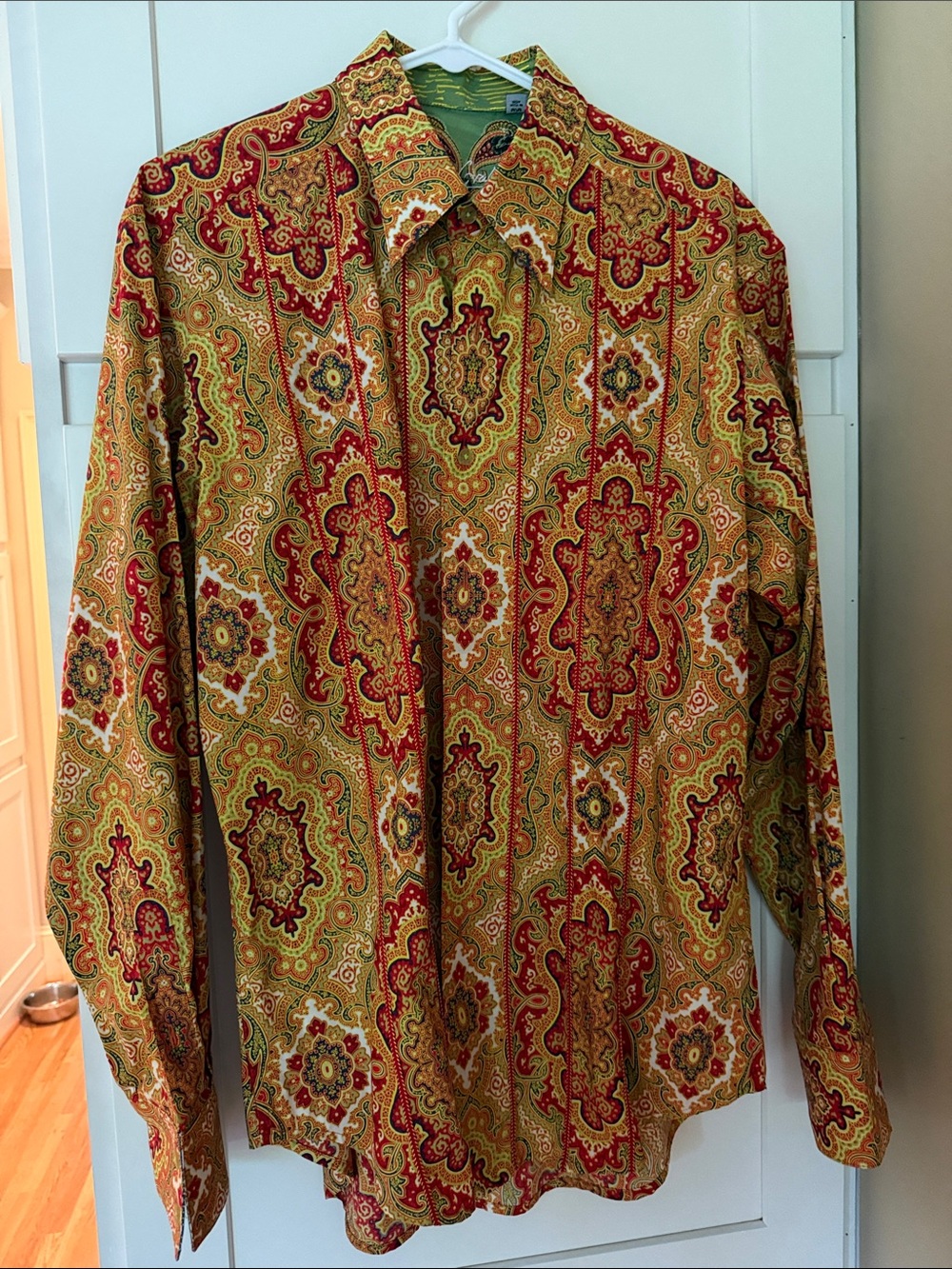 Men's Long-Sleeve Robert Graham Paisley Button-Up Shirt - Gold & Red
